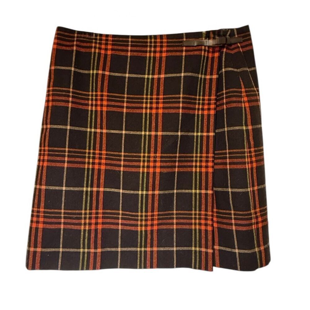 Josephine Chaus Women’s Wool Blend Plaid Wrap Skirt Sz. 12. Schoolgirl Academic